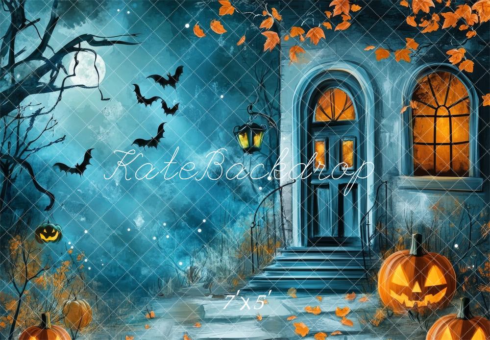 Halloween Cartoon Spooky House Foto Achtergrond Designed by Lidia Redekopp