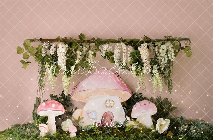 Home Kate Birthday Fairy Mushroom House Garden Backdrop Designed by ...