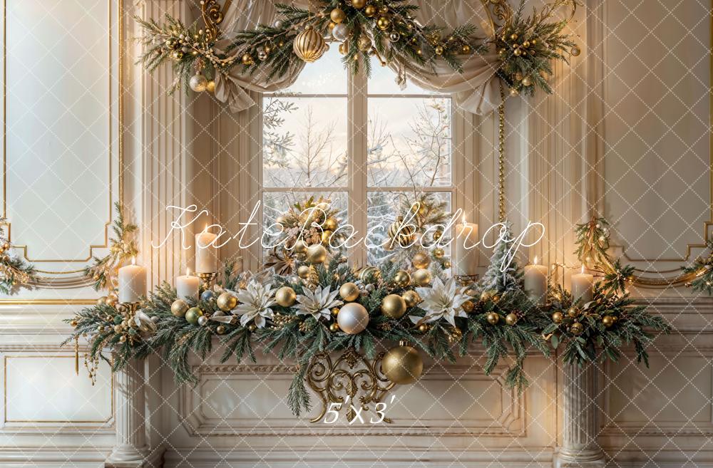 Kate Christmas Vintage White Arched Window Backdrop Designed by Emetselch