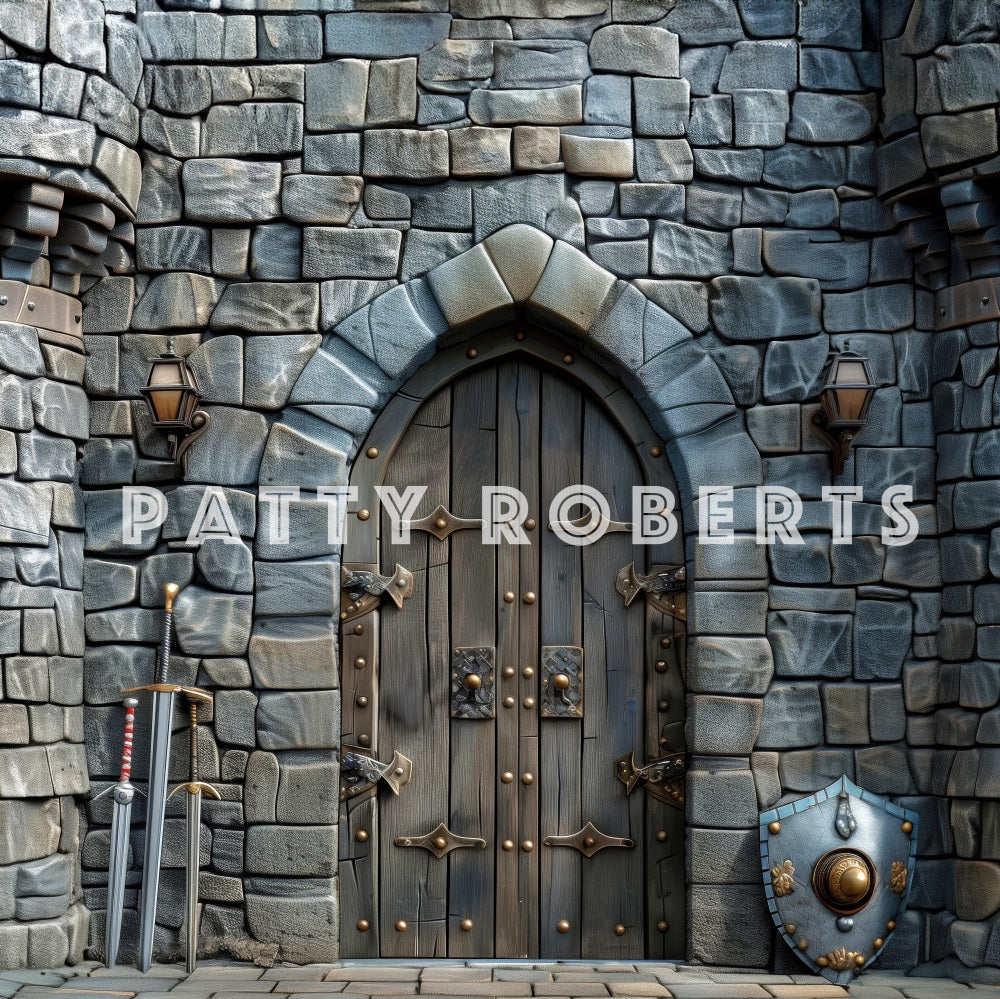 Kate Vintage Knight Gray Stone Castle Backdrop Designed by Patty Robert