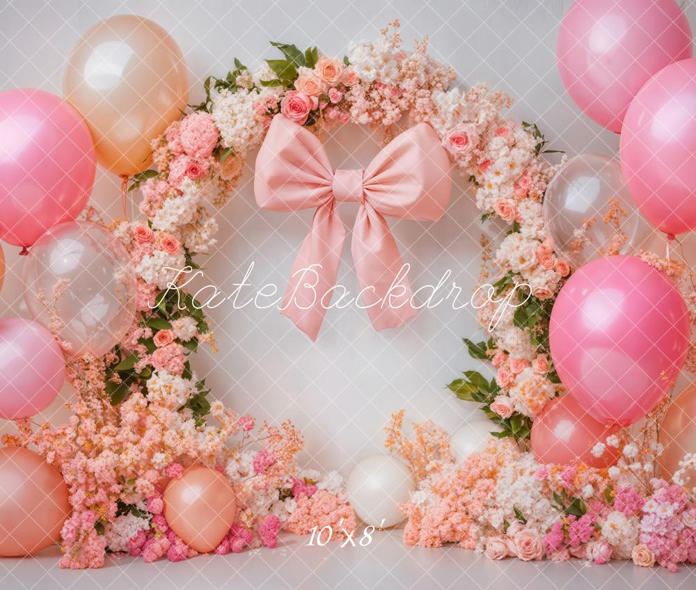 Kate Cake Smash Floral Arch Pink Balloon Backdrop Designed by Emetselch