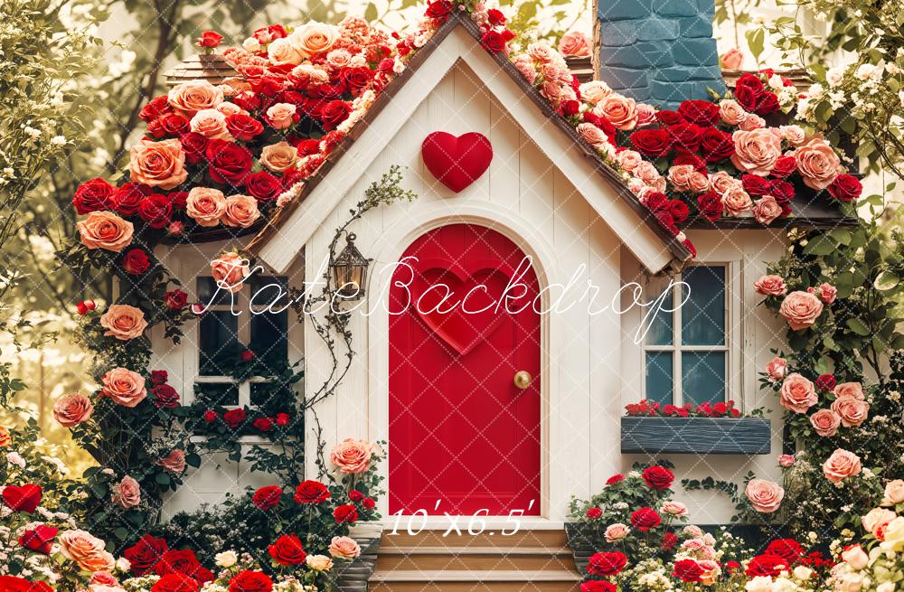 Kate Valentine's Day Rose Cottage Floral House Backdrop Designed by Emetselch