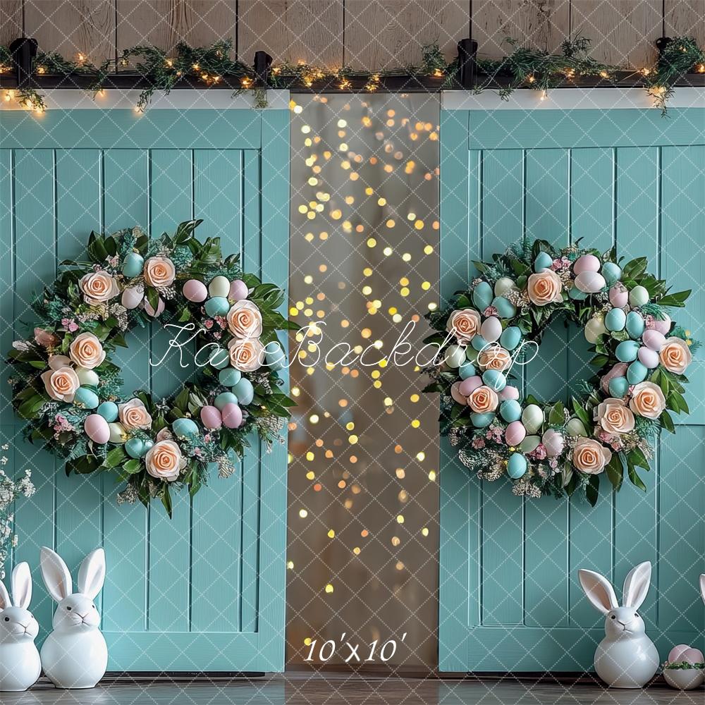 Kate Easter Bunny Floral Wreath Barn Backdrop Designed by Mini MakeBelieve