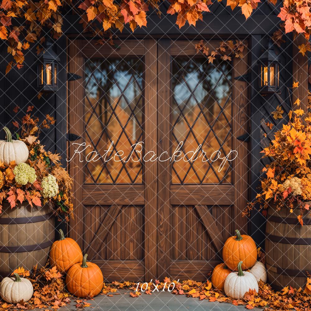 Fondo de puerta de madera de calabazas de otoño diseñado por Emetselch