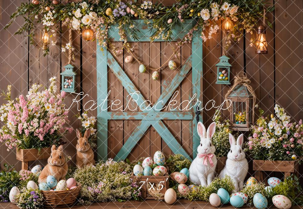 Fondo Floral de Puerta de Granja de Conejo de Pascua diseñado por Emetselch