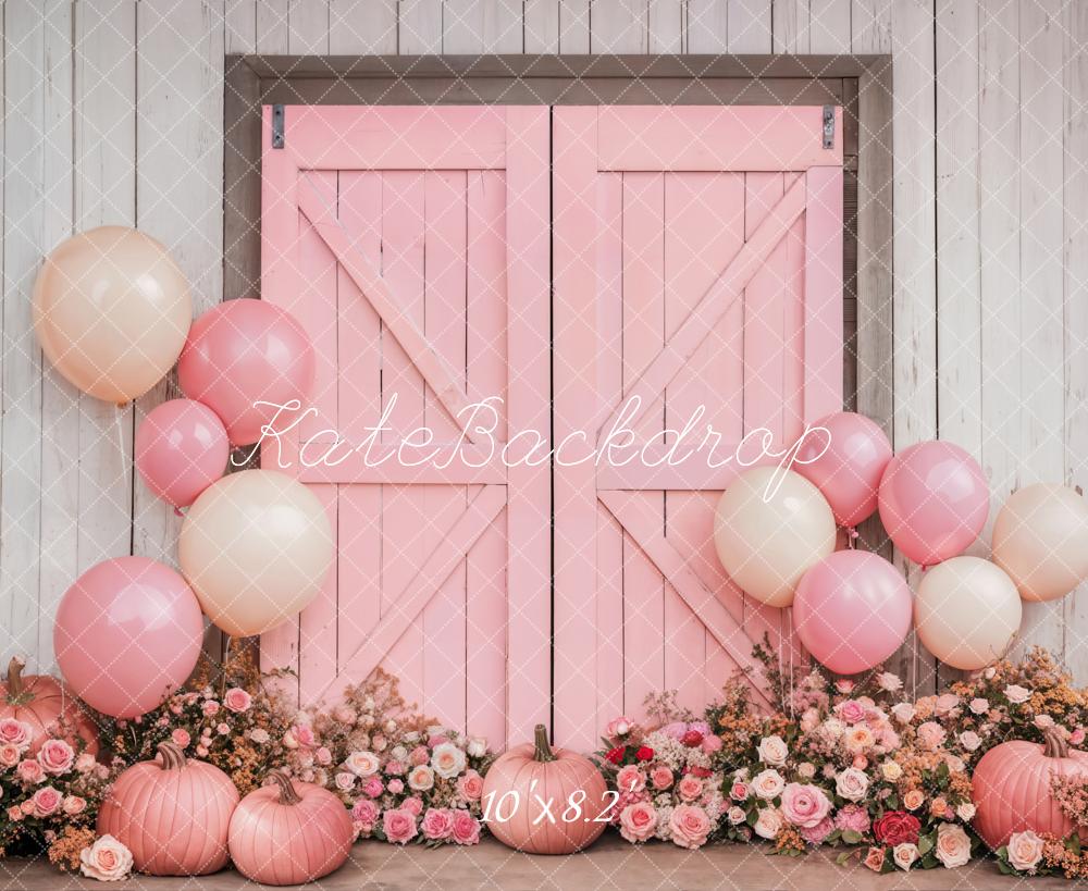 Kate Valentine Barn Door Pink Floral Backdrop Designed by Emetselch