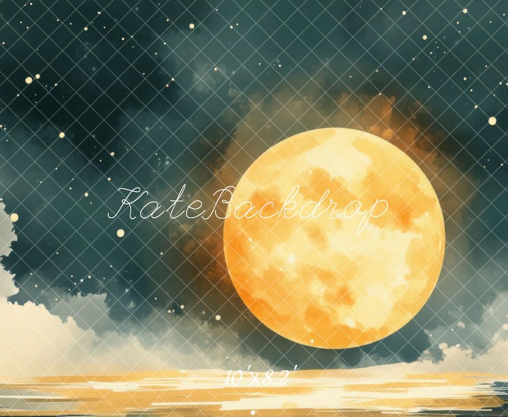 Kate Sketch Full Moon Night Sky Beach Backdrop Designed by Mini MakeBelieve