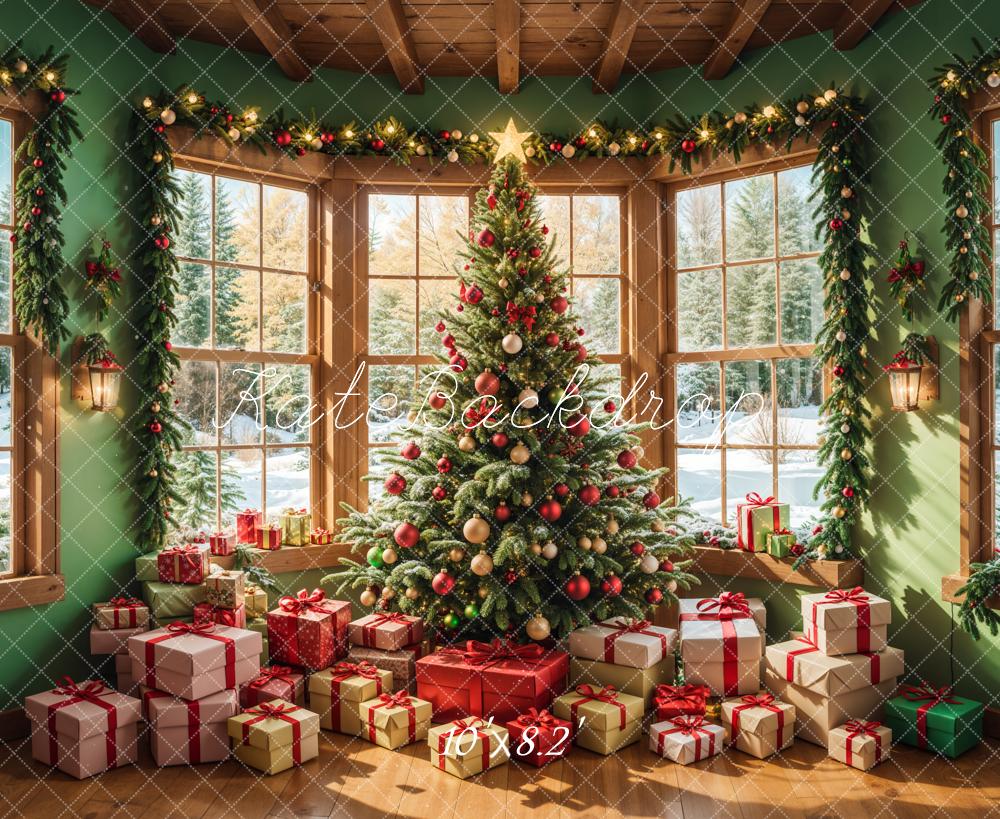 Kate Christmas Tree Winter Interior Windows Backdrop Designed by Emetselch