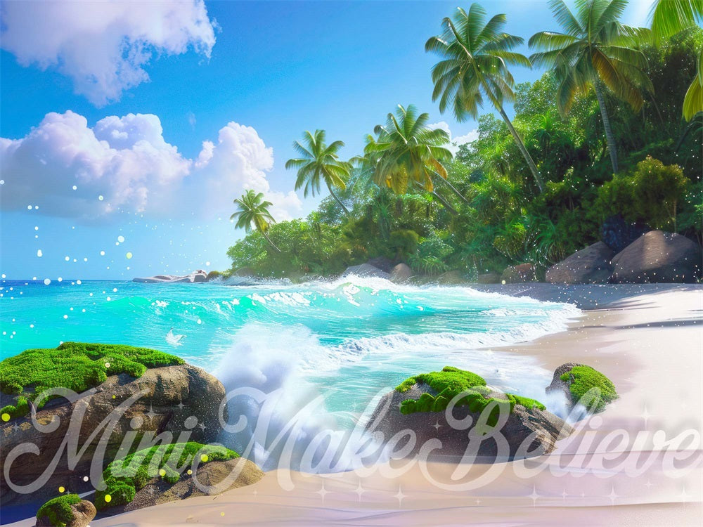 Fondo de Isla en la Playa del Mar Soñador de Verano Diseñado por Mini MakeBelieve