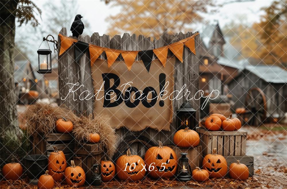 Kate Halloween Rustic Pumpkin Farmhouse Backdrop Designed by Patty Roberts