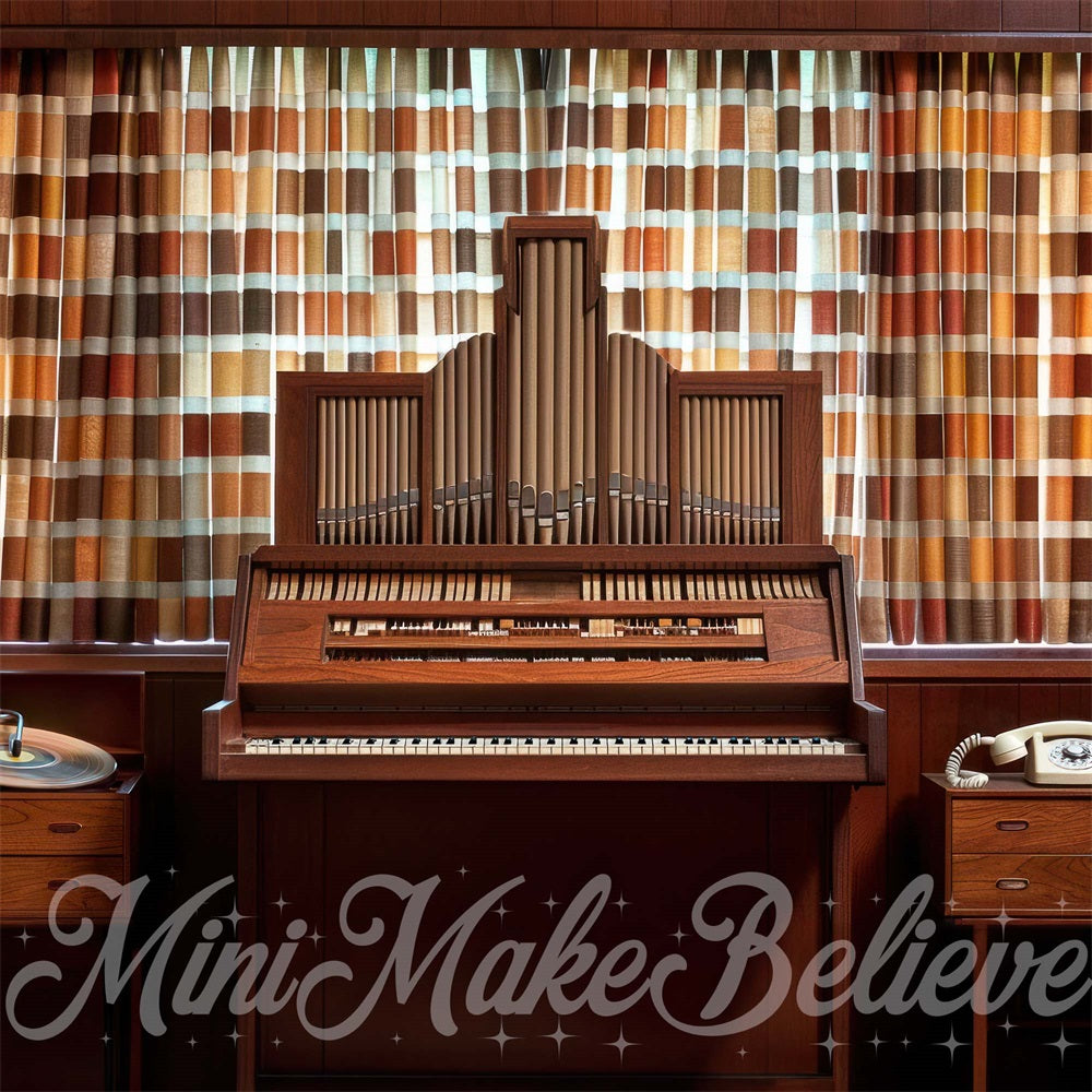 TEST Kate Retro Brown Piano Music Room Backdrop Designed by Mini MakeBelieve