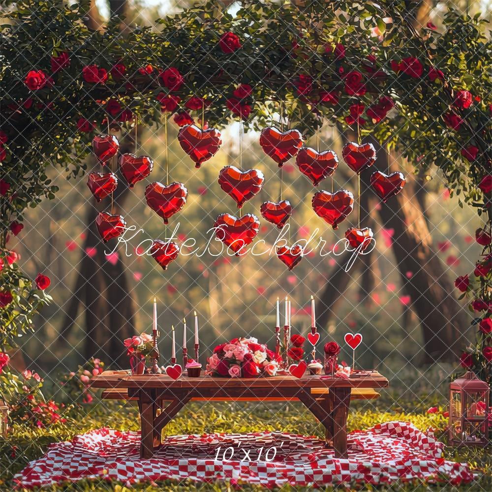 Arco de Flores de Picnic Corazones Fondo Diseñado por Mini MakeBelieve