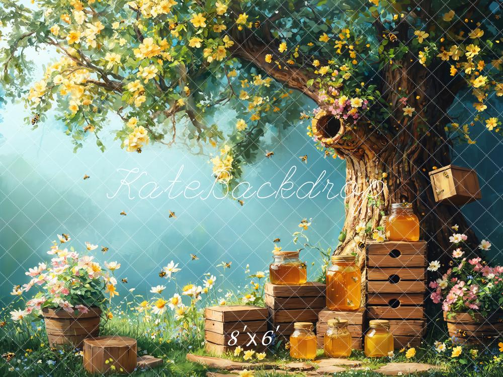 TEST Kate Spring Honey Bee Tree Honeycomb Backdrop Designed by Emetselch