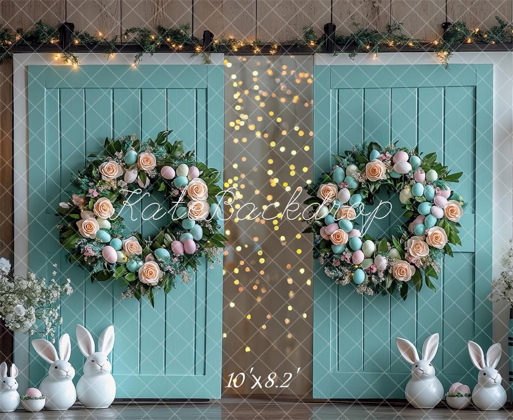 Kate Easter Bunny Floral Wreath Barn Backdrop Designed by Mini MakeBelieve