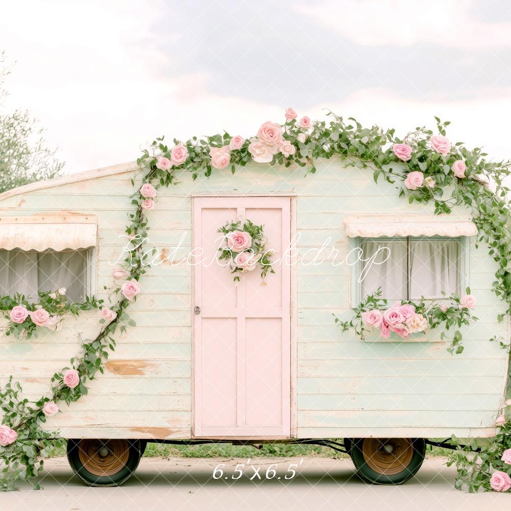 Fondo Vintage de Caravana Floral de Primavera Designed by Patty Roberts