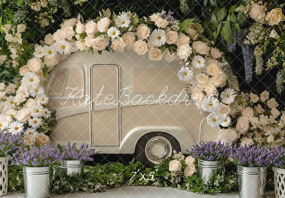 Kate Spring Floral Arch Caravan Backdrop Designed by Mini MakeBelieve