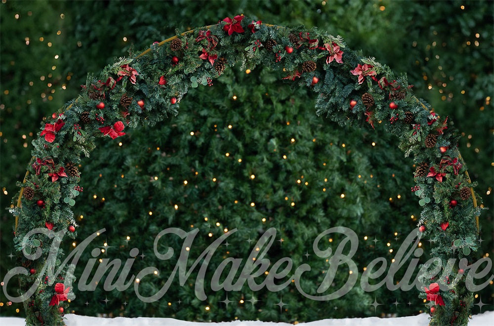 Kate Christmas Forest Green Pine Arch Backdrop Designed by Mini MakeBelieve