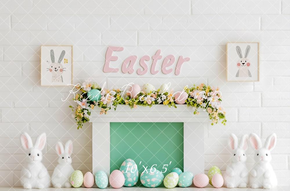 Kate Easter Bunny Egg Fireplace  Backdrop Designed by Patty Roberts