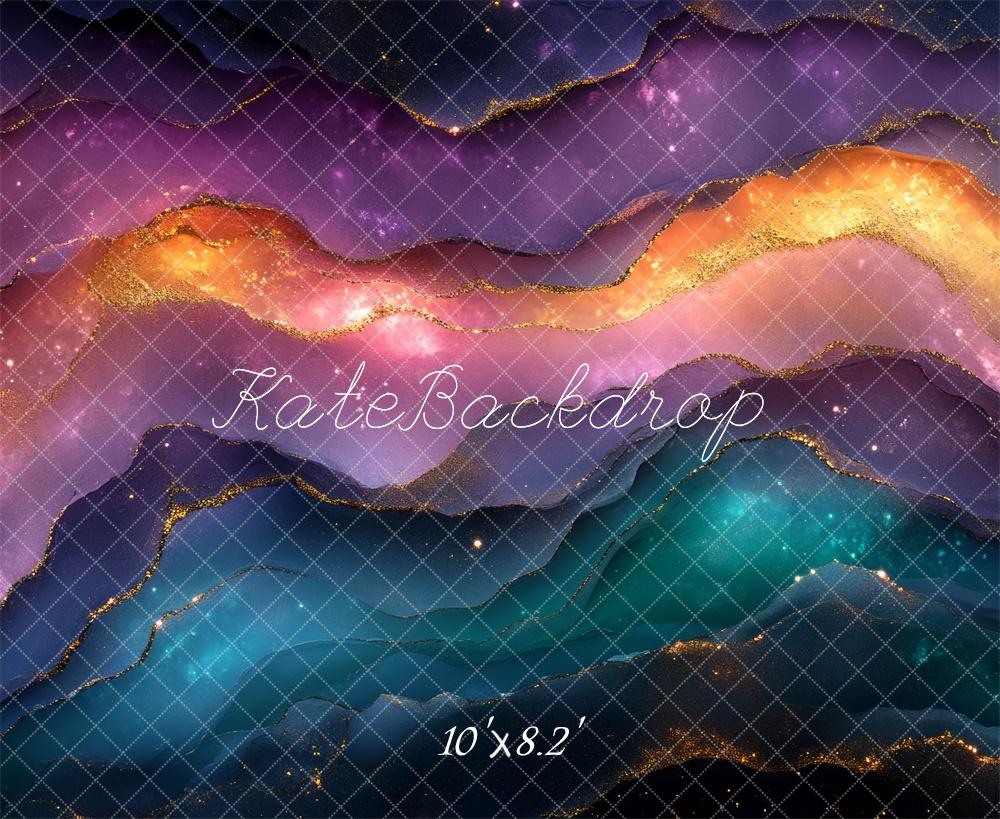 Kate Abstract Galaxy Glowing Watercolor Wall Backdrop Designed by Mini MakeBelieve