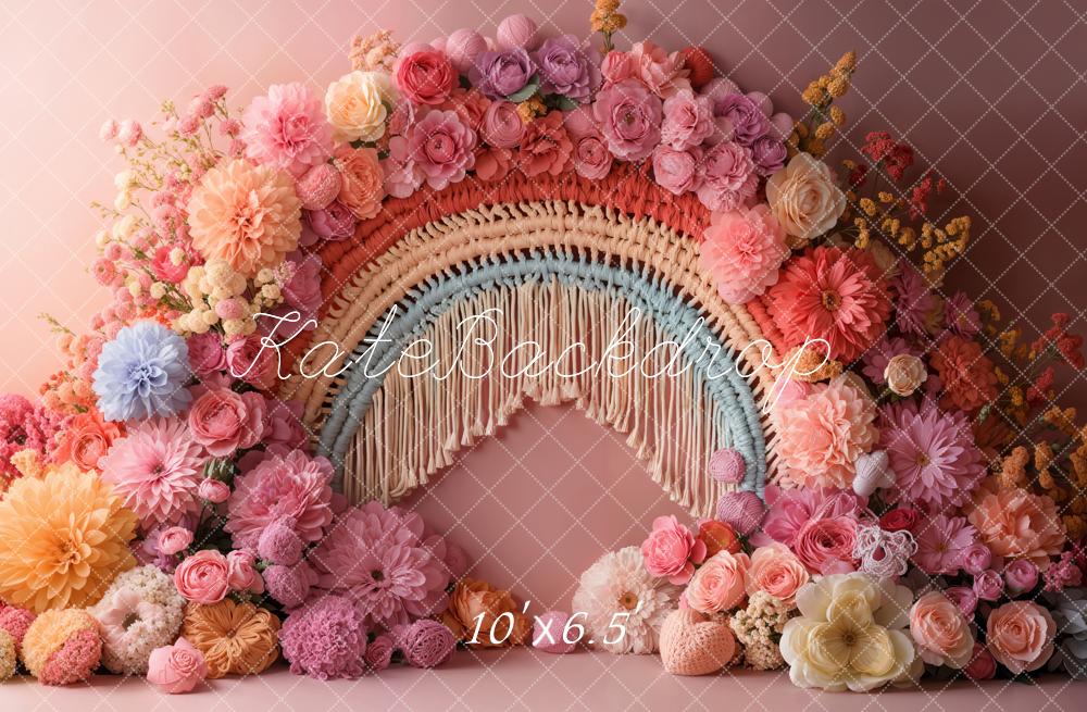 Kate Spring Boho Floral Arch Rainbow Backdrop Designed by Emetselch