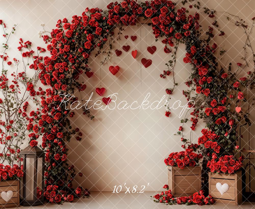 Kate Valentine Flower Arch Red Rose Backdrop Designed by Emetselch