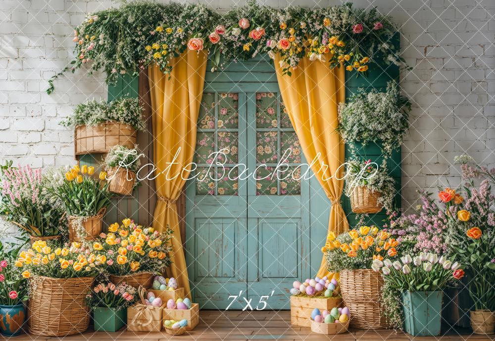 Kate Easter Floral Door Curtain Backdrop Designed by Emetselch