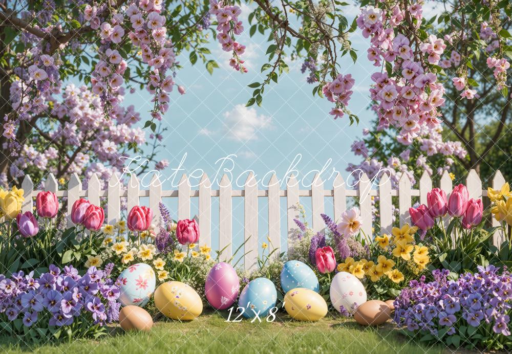 Kate Easter Egg Floral Garden Fence Backdrop Designed by Emetselch