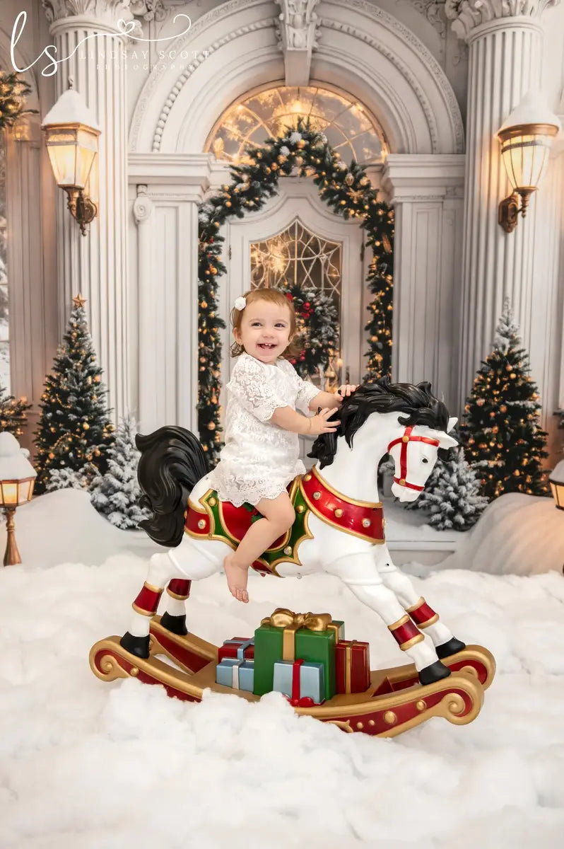 Kate Christmas Vintage Grand White Marble Arch Door Backdrop Designed by Emetselch