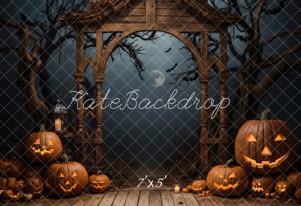 Kate Halloween Outdoor Dark Pumpkin Brown Arch Backdrop Designed by Emetselch