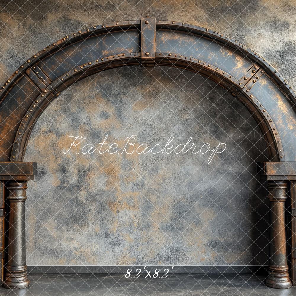 Fondo de acero vintage industrial con arco diseñado por Mini MakeBelieve