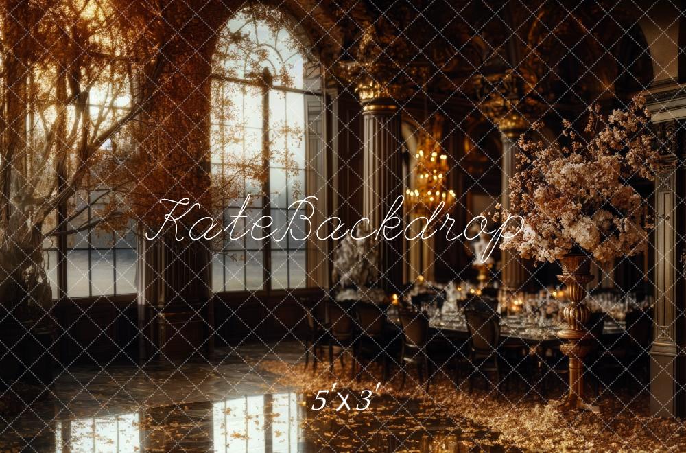 Kate Retro Elegant Ballroom Arched Window Backdrop Designed by Mini MakeBelieve