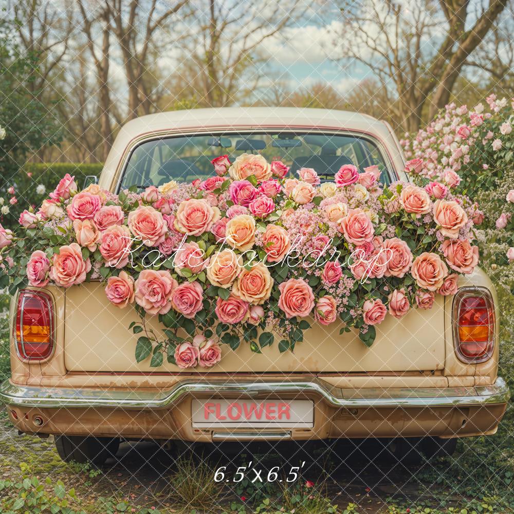 TEST Kate Valentine Vintage Car Pink Roses Backdrop Designed by Emetselch