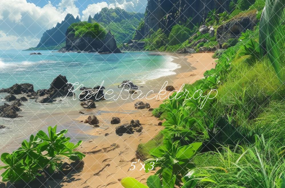 Kate Beach Tropical Island Mountain Backdrop Designed by Megan Leigh Photography