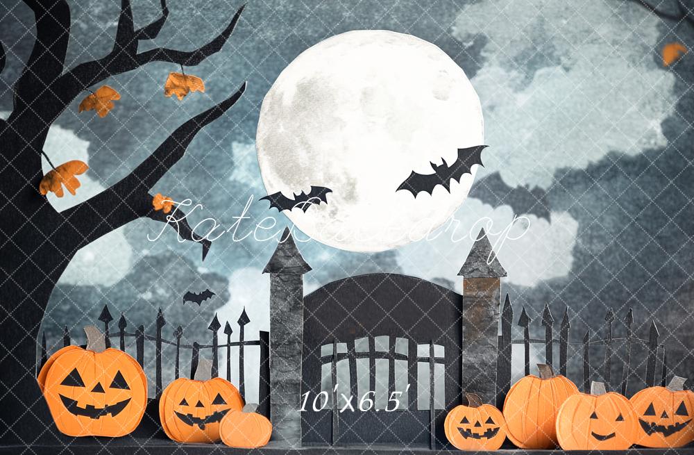 Kate Halloween Moon Pumpkin Gate Backdrop Designed by Emetselch