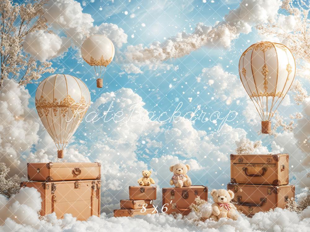 Hot Air Balloons Clouds Travel Sky Foto Achtergrond Designed by Emetselch