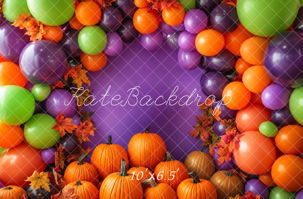 Kate Halloween Cake Smash Balloon Pumpkins Backdrop Designed by Patty Roberts