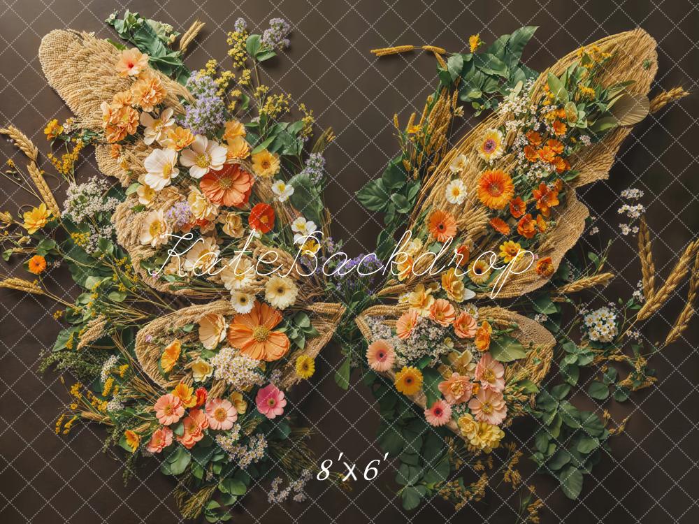 Kate Newborn Floral Butterfly Wings Floor Backdrop Designed by Emetselch