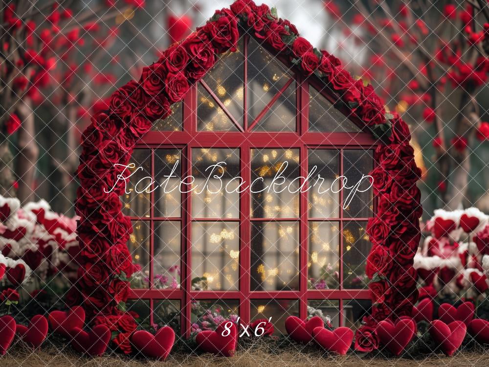 Valentine Rose Greenhouse Hearts Foto Achtergrond Designed by Mini MakeBelieve