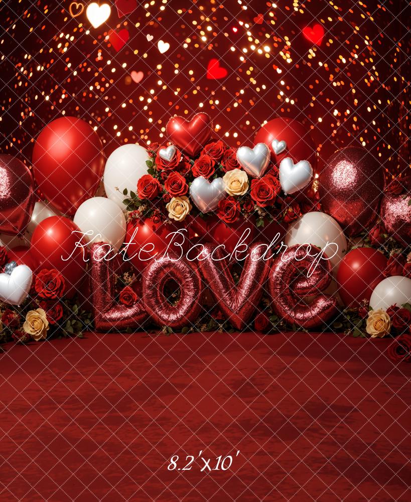 Kate Valentine's Day Love Balloons Roses Backdrop Designed by Emetselch