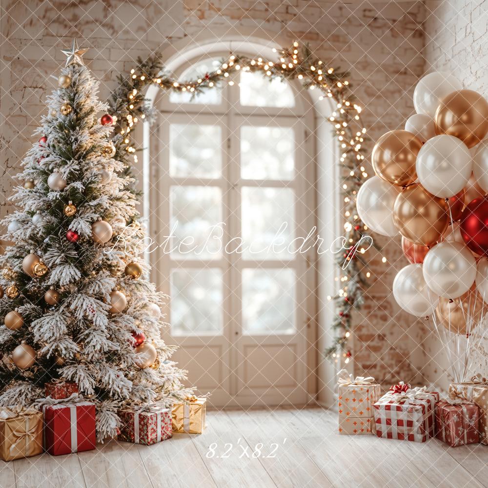 Fondo de Ventana Arco de Globos de Árbol de Navidad diseñado por Emetselch