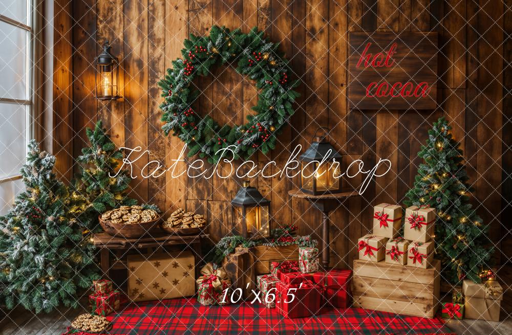 Kate Christmas Indoor Hot Cocoa Cookies Wreath Backdrop Designed by Emetselch