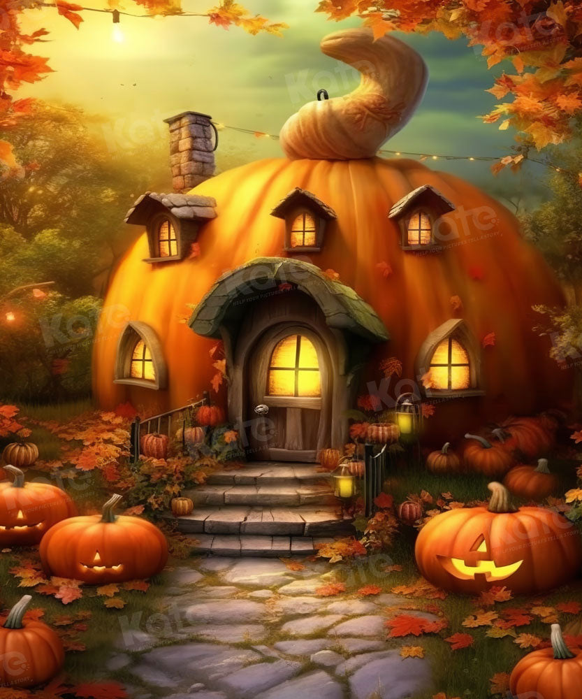 Kate Autumn Halloween Cute Pumpkin House Backdrop Designed by Chain  Photography