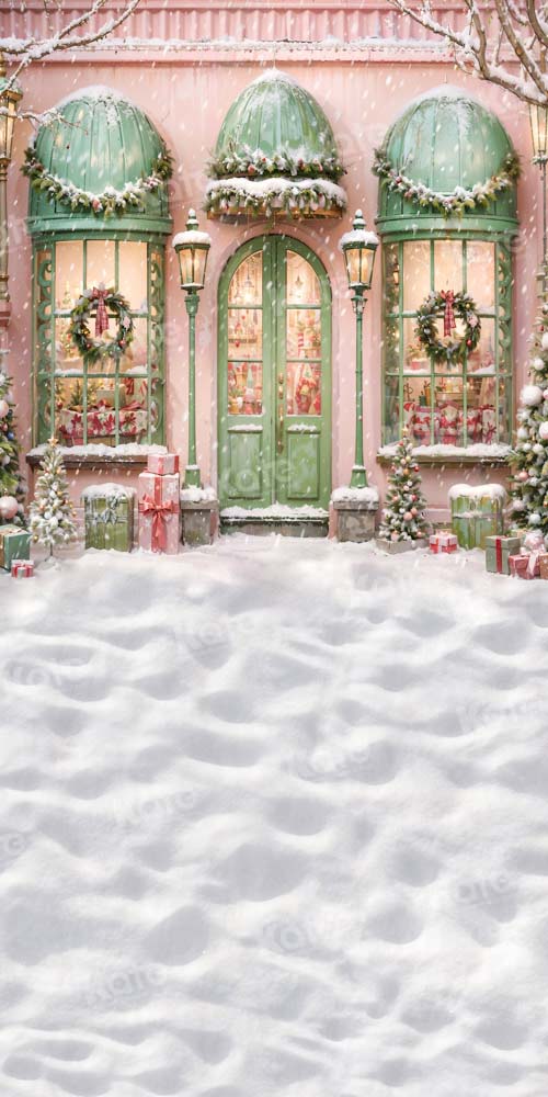 Kate Christmas Pink Store Snow Floor Backdrop Designed by Chain Photography