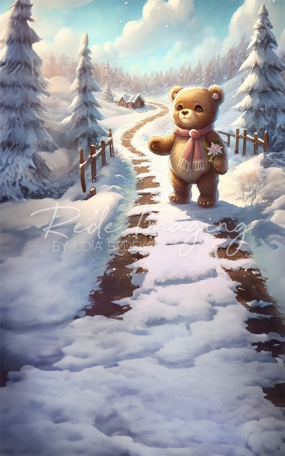 Kerst Teddy Achtergrond Ontworpen door Lidia Redekopp