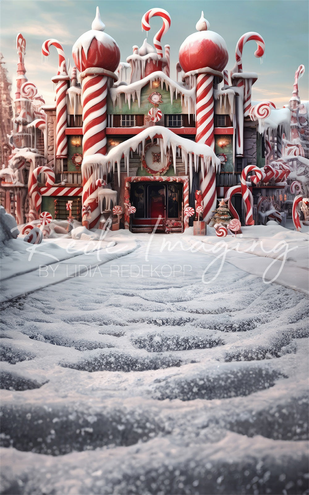 Sweep Kerst Candycane-fabriek Winter Achtergrond Ontworpen door Lidia Redekopp