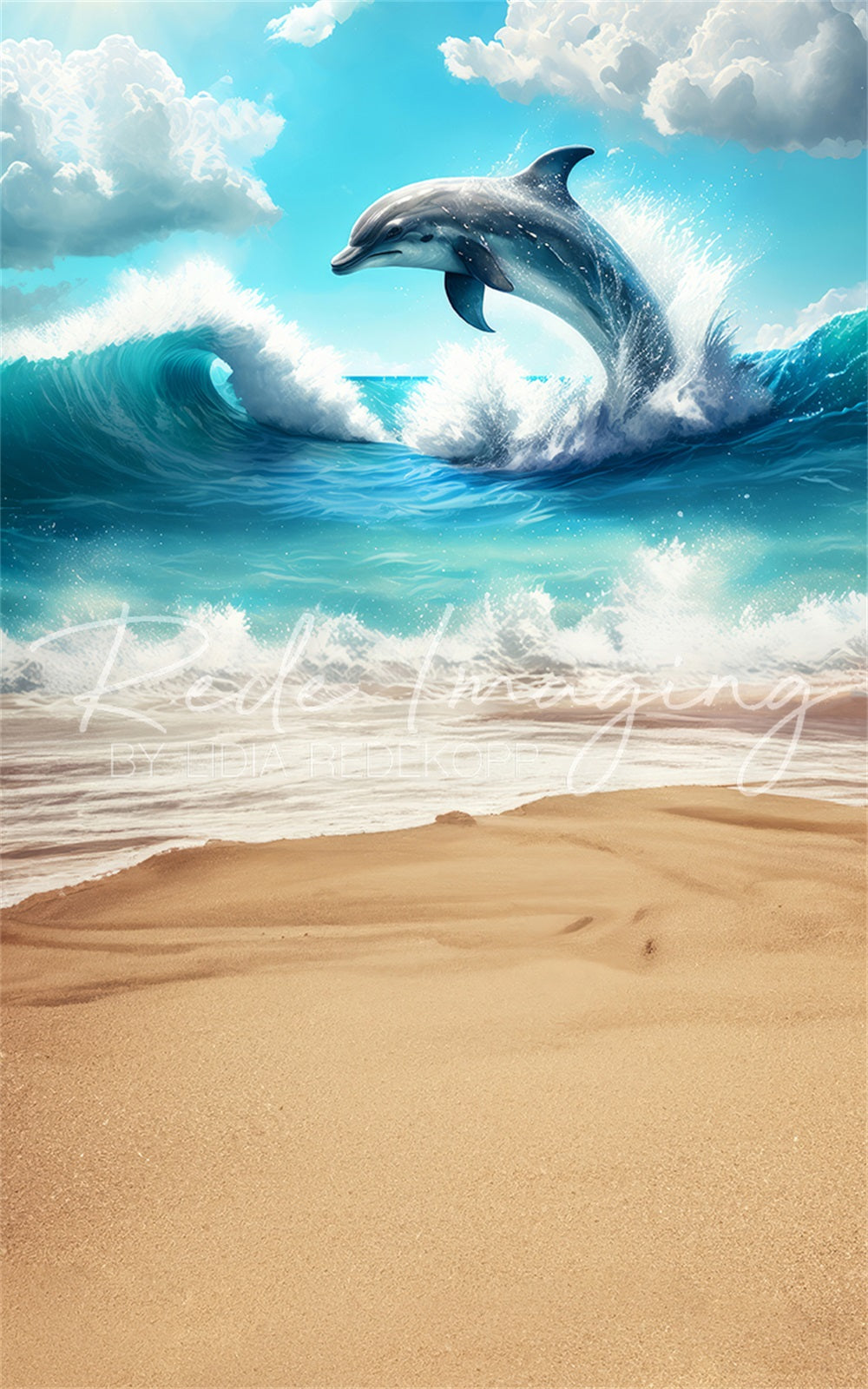 Kate Sweep Summer Dolphin Beach Backdrop Designed by Lidia Redekopp