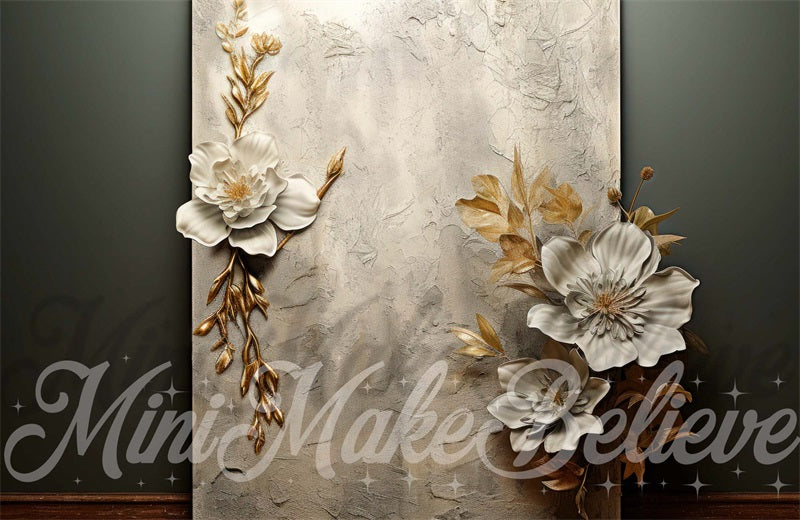 Sfondo murale di fiori bianchi artistici progettato da Mini MakeBelieve