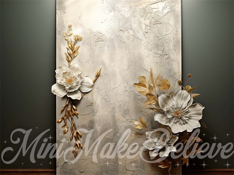 Artistic Witte Bloemenmuurachtergrond Ontworpen door Mini MakeBelieve