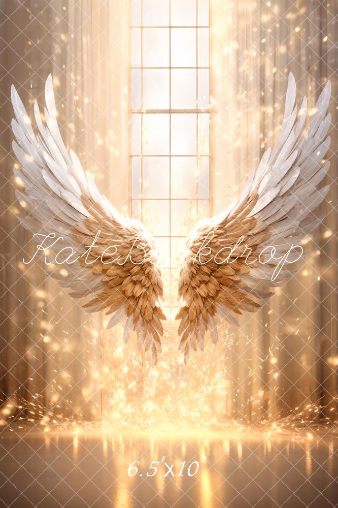 Kate Golden Feather Wings Window Backdrop Designed by Chain Photography