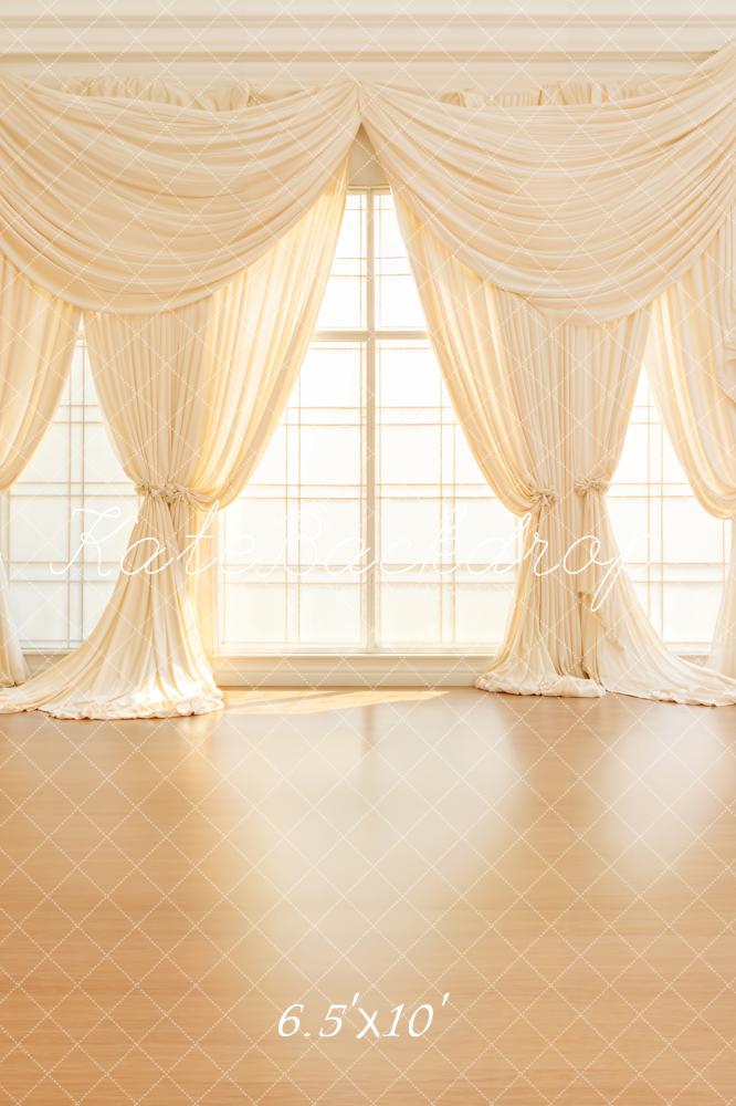 Kate Vintage Beige Curtain Frame Window Backdrop Designed by Emetselch